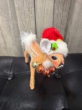 Annalee Holly Jolly Christmas Fawn Reindeer Holiday Ornament 6" Posable Doll